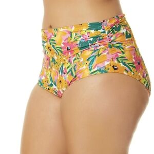 Anne Cole Side Shirred High-Waist Bikini Bottoms